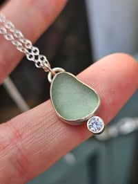 Image 4 of Ready to ship! Jewelled Cornish Seaglass Necklace  - Seafoam
