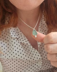 Image 1 of Ready to ship! Jewelled Cornish Seaglass Necklace  - Seafoam