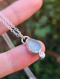 Image 6 of Ready to ship! Jewelled Cornish Seaglass Necklace  - light blue 