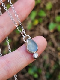 Image 2 of Ready to ship! Jewelled Cornish Seaglass Necklace  - light blue 