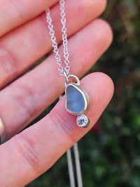 Image 5 of Ready to ship! Jewelled Cornish Seaglass Necklace  - light blue 