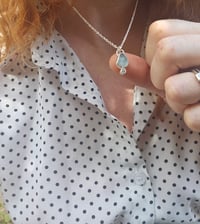 Image 3 of Ready to ship! Jewelled Cornish Seaglass Necklace  - light blue 