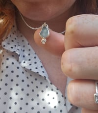 Image 1 of Ready to ship! Jewelled Cornish Seaglass Necklace  - light blue 