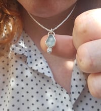Image 9 of Ready to ship! Jewelled Cornish Seaglass Necklace  - light blue 