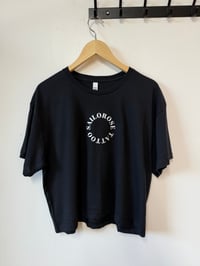Image 1 of Roses and skull -black crop top T
