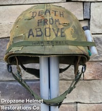 Image 1 of Vietnam M-1C Helmet & Paratrooper liner Mitchell Camo Cover. DEATH FROM ABOVE. 