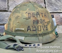 Image 6 of Vietnam M-1C Helmet & Paratrooper liner Mitchell Camo Cover. DEATH FROM ABOVE. 