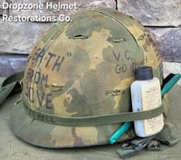 Image 8 of Vietnam M-1C Helmet & Paratrooper liner Mitchell Camo Cover. DEATH FROM ABOVE. 