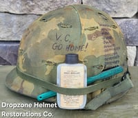 Image 2 of Vietnam M-1C Helmet & Paratrooper liner Mitchell Camo Cover. DEATH FROM ABOVE. 