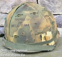 Image 9 of Vietnam M-1C Helmet & Paratrooper liner Mitchell Camo Cover. DEATH FROM ABOVE. 