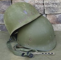 Image 12 of Vietnam M-1C Helmet & Paratrooper liner Mitchell Camo Cover. DEATH FROM ABOVE. 