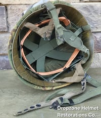 Image 17 of Vietnam M-1C Helmet & Paratrooper liner Mitchell Camo Cover. DEATH FROM ABOVE. 