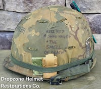 Image 4 of Vietnam M-1C Helmet & Paratrooper liner Mitchell Camo Cover. WIDOW MAKER.