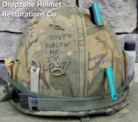 Image 6 of Vietnam M-1C Helmet & Paratrooper liner Mitchell Camo Cover. WIDOW MAKER.