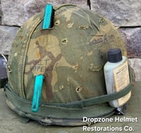 Image 8 of Vietnam M-1C Helmet & Paratrooper liner Mitchell Camo Cover. WIDOW MAKER.