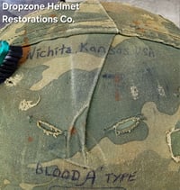 Image 11 of Vietnam M-1C Helmet & Paratrooper liner Mitchell Camo Cover. WIDOW MAKER.