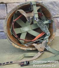 Image 18 of Vietnam M-1C Helmet & Paratrooper liner Mitchell Camo Cover. WIDOW MAKER.