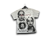 Image 1 of Custom upcycled reworked screen print Rutgers gray T shirt - Sade Adu, black panther party
