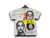 Image 1 of Copy of Custom upcycled reworked screen print USC gray T shirt - Sade Adu, War