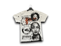 Image 1 of Custom upcycled reworked screen print Princeton gray T shirt - Sade Adu, black panther party