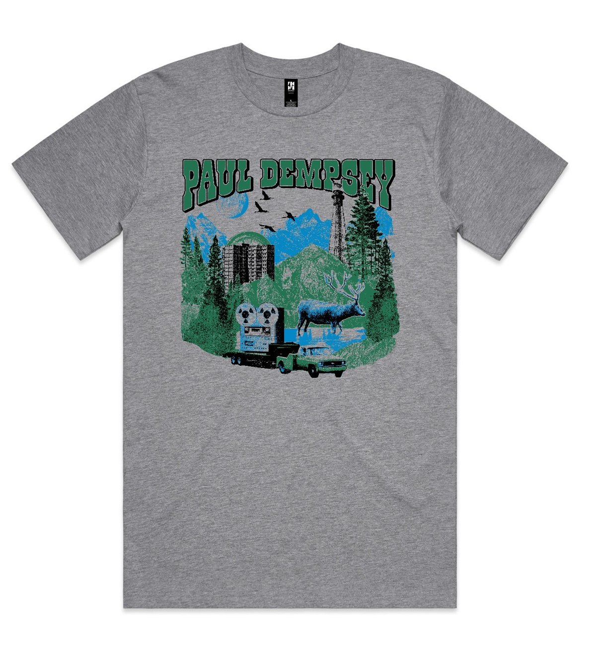 Image of Paul Dempsey Shotgun Karaoke Vol II Tour tee on marle grey