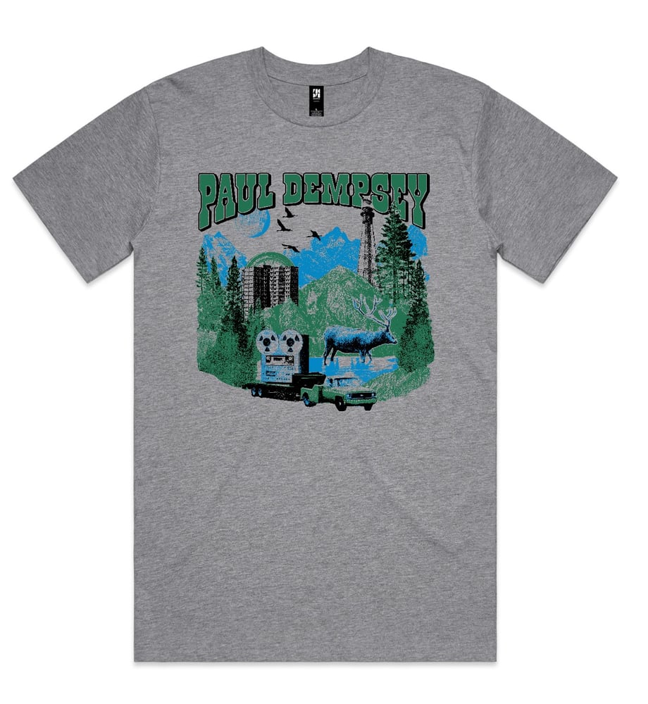 Image of Paul Dempsey Shotgun Karaoke Vol II Tour tee on marle grey