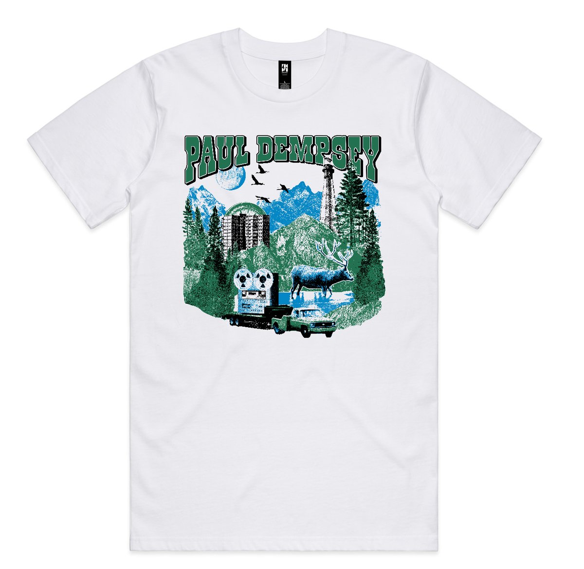 Image of Paul Dempsey Shotgun Karaoke Vol II Tour tee on white