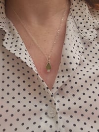 Image 4 of Ready to ship! Jewelled Seaglass Necklace  - Olive Green 