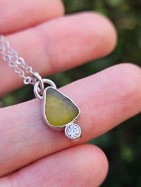 Image 2 of Ready to ship! Jewelled Seaglass Necklace  - Olive Green 