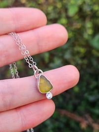 Image 3 of Ready to ship! Jewelled Seaglass Necklace  - Olive Green 