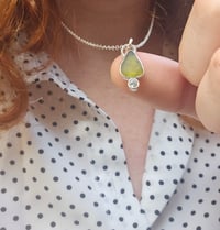 Image 7 of Ready to ship! Jewelled Seaglass Necklace  - Olive Green 