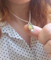 Image 8 of Ready to ship! Jewelled Seaglass Necklace  - Olive Green 