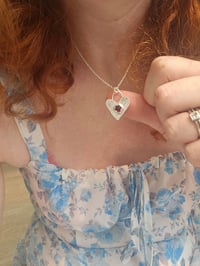 Image 2 of Ready to ship! 'Queen of Hearts ' Sterling Silver Heart Necklace with Garnet Gemstone 