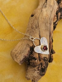 Image 10 of Ready to ship! 'Queen of Hearts ' Sterling Silver Heart Necklace with Garnet Gemstone 