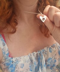 Image 14 of Ready to ship! 'Queen of Hearts ' Sterling Silver Heart Necklace with Garnet Gemstone 