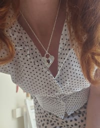 Image 13 of Ready to ship! 'Queen of Hearts ' Sterling Silver Heart Necklace with Garnet Gemstone 