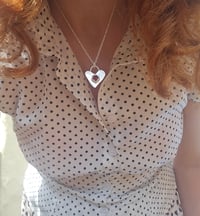Image 19 of Ready to ship! 'Queen of Hearts ' Sterling Silver Heart Necklace with Garnet Gemstone 