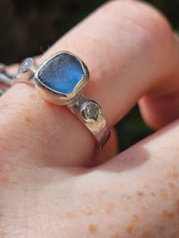 Image 9 of Ready to ship! UK ring size R and US size 9 Cornish Seaglass and sparkly Cubic Zirconia Ring