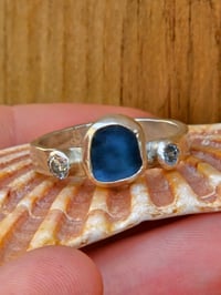 Image 13 of Ready to ship! UK ring size R and US size 9 Cornish Seaglass and sparkly Cubic Zirconia Ring