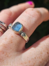 Image 15 of Ready to ship! UK ring size R and US size 9 Cornish Seaglass and sparkly Cubic Zirconia Ring