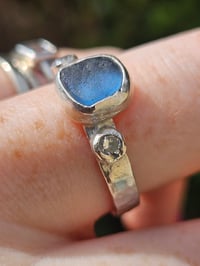 Image 16 of Ready to ship! UK ring size R and US size 9 Cornish Seaglass and sparkly Cubic Zirconia Ring