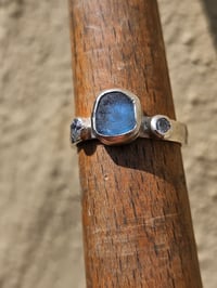 Image 3 of Ready to ship! UK ring size R and US size 9 Cornish Seaglass and sparkly Cubic Zirconia Ring