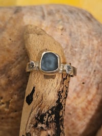 Image 14 of Ready to ship! UK ring size R and US size 9 Cornish Seaglass and sparkly Cubic Zirconia Ring