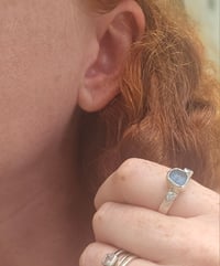 Image 4 of Ready to ship! UK ring size R and US size 9 Cornish Seaglass and sparkly Cubic Zirconia Ring