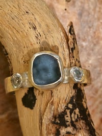 Image 8 of Ready to ship! UK ring size R and US size 9 Cornish Seaglass and sparkly Cubic Zirconia Ring