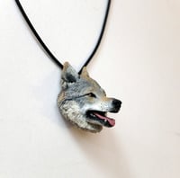 Image 3 of Happy wolf dog pendant/Colgante perro lobo feliz