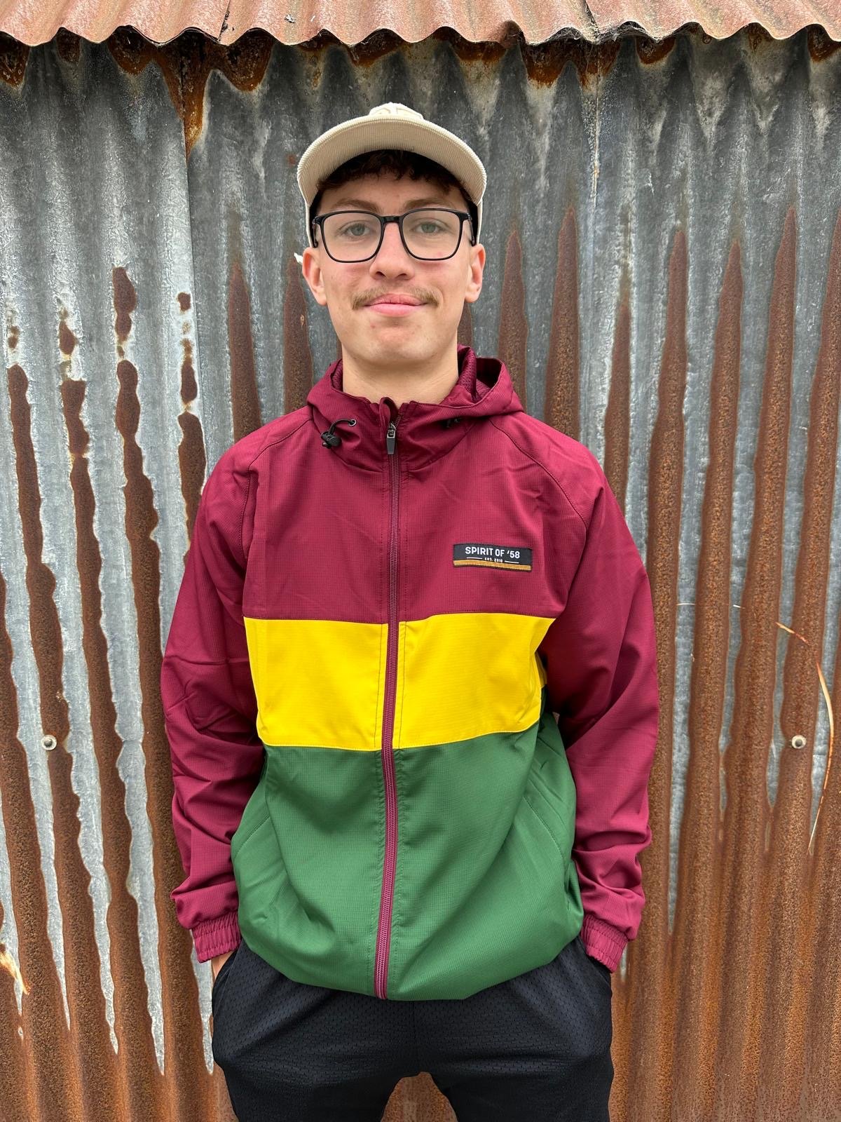 Image of Spirit of 58’ Ripstop Anorak in Maroon, Yellow and Green