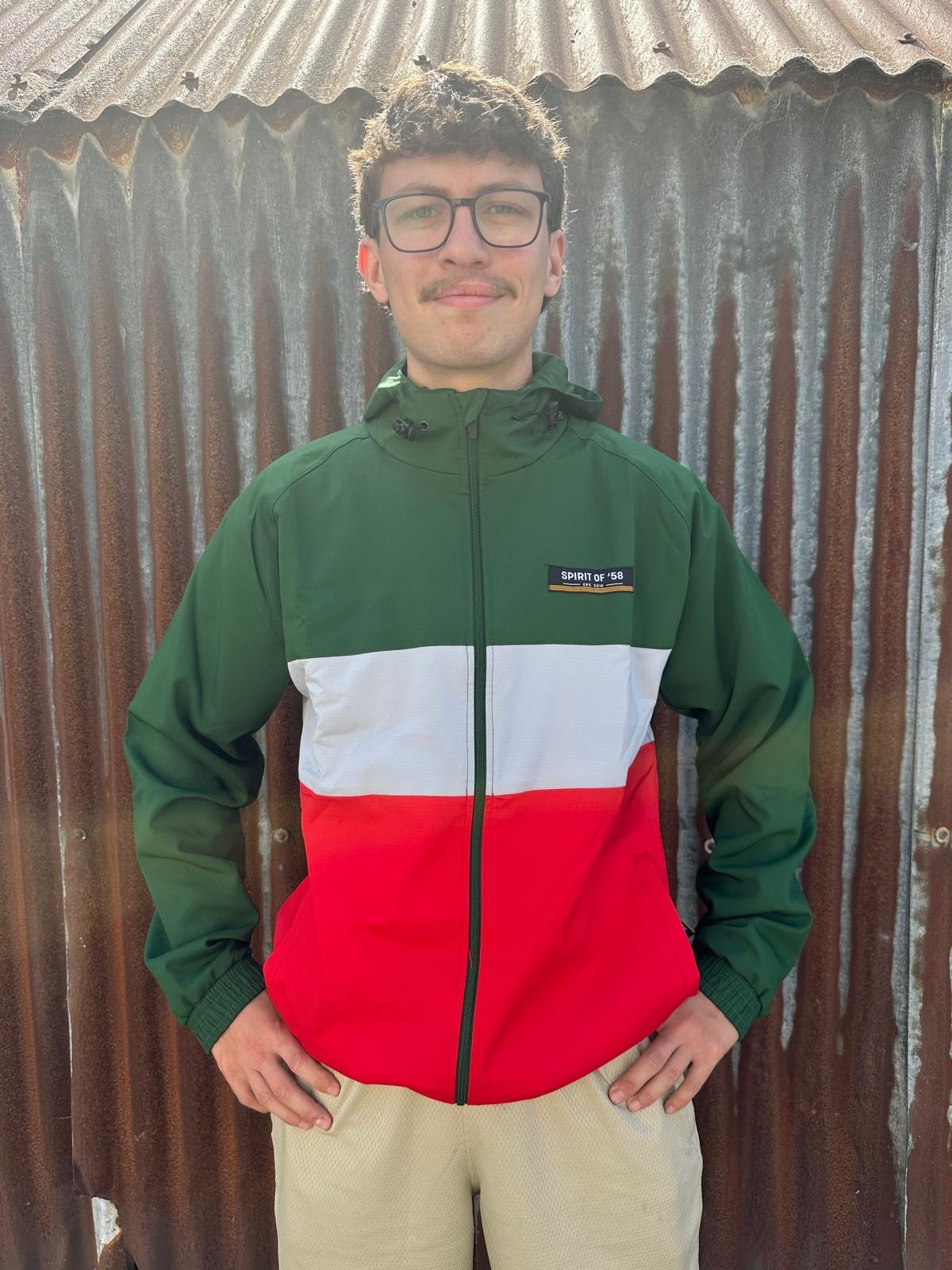 Image of Spirit of 58’ Ripstop Anorak in Green, Grey and Red