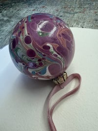 Image 1 of Large Luxury hand marbled Bauble (second quality) - no.1