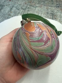 Image 3 of Large Luxury hand marbled Bauble (second quality) - no.2